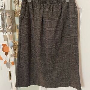 Vintage Allison Daley Gray Plaid A-Line MIDI Skirt Sz 12
